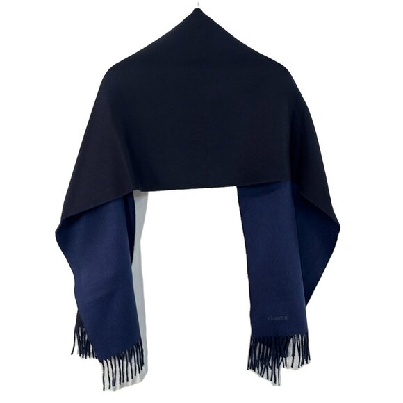 Auth HERMES - Dark Navy Cashmere Scarf - Picture 9 of 11
